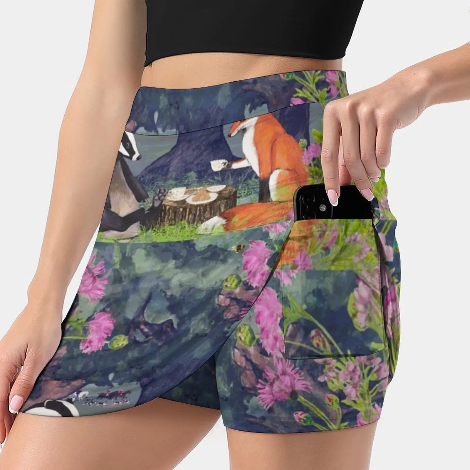 

Юбка женская короткая из барсука и лисы, 2022