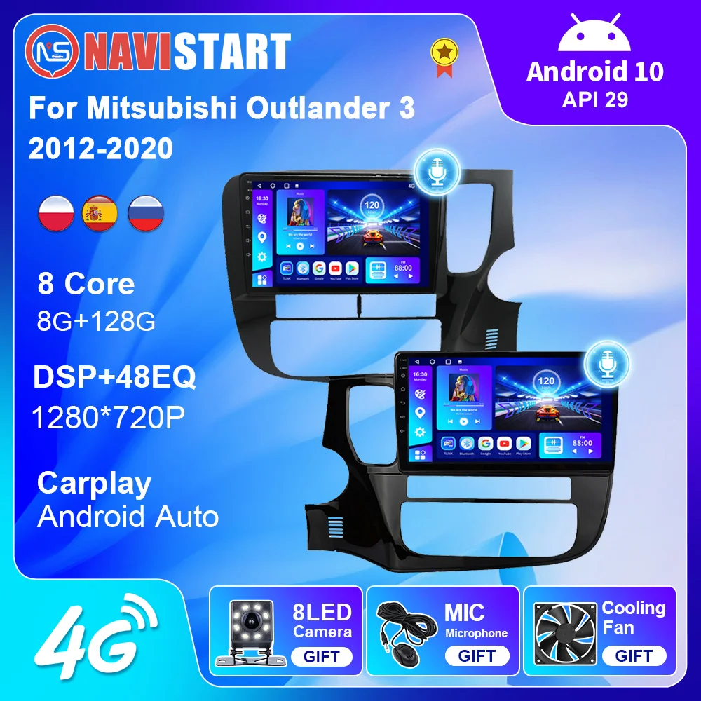 NAVISTART-reproductor Multimedia con Android 10 para coche Mitsubishi Outlander 3, autorradio 2Din con reproductor de vídeo, navegación, Carplay, 2012-2020