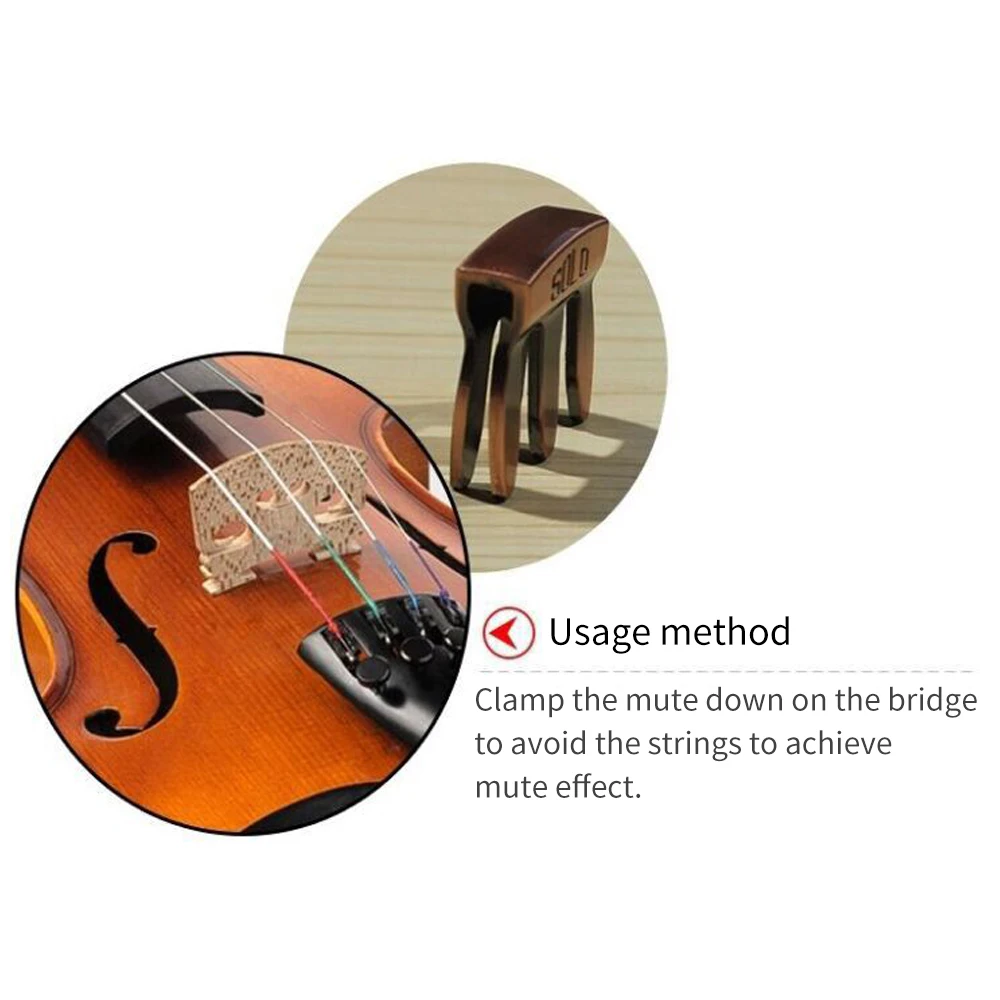 Violin Mute Practice Reduce Volume Mute Buckle Metal Muffler Copper Material Effective Mute Reduce Volume Lossless Tone enlarge