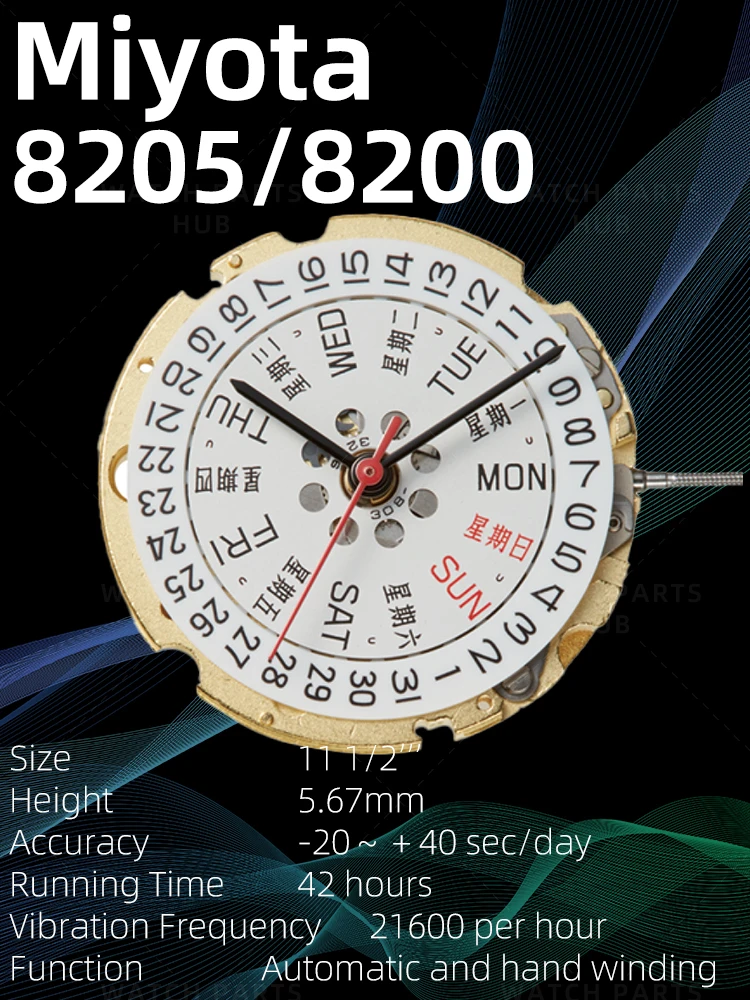 

New Miyota 8205 Watch Movement Citizen Genuine Original 8200 Mouvement Automatic Movement 3 Hands Date At 3:00 Watch Parts