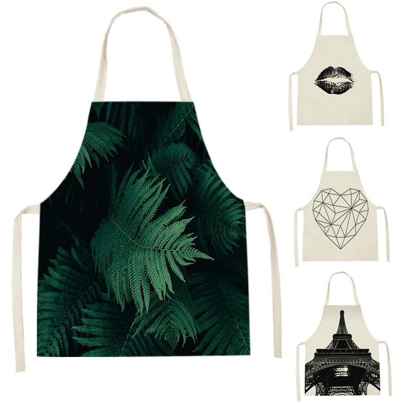 

Green Plant Leaf Apron Chef Apron Cute Apron Nordic Kitchen Black Apron Aprons for Woman Linen Apron Baking Mats Kids Kitchen