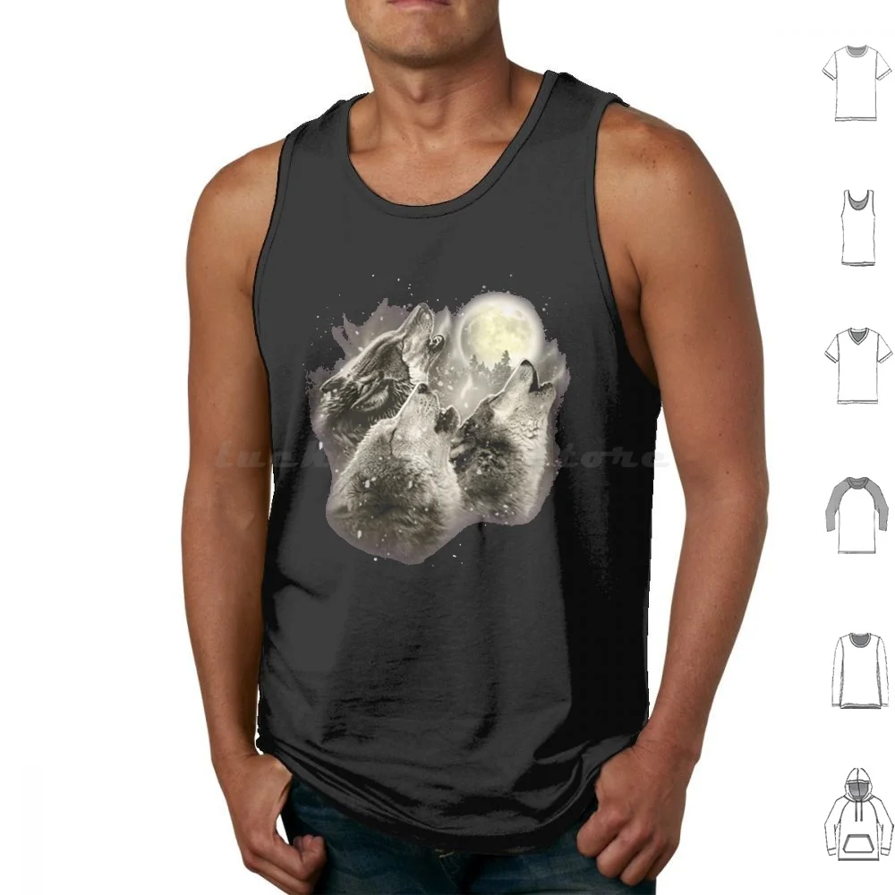 

Three Wolves Howling In Moonlight Tank Tops Vest Sleeveless Wolf Wolves Howling Moon Moonlight Nature Wild Night Wildlife