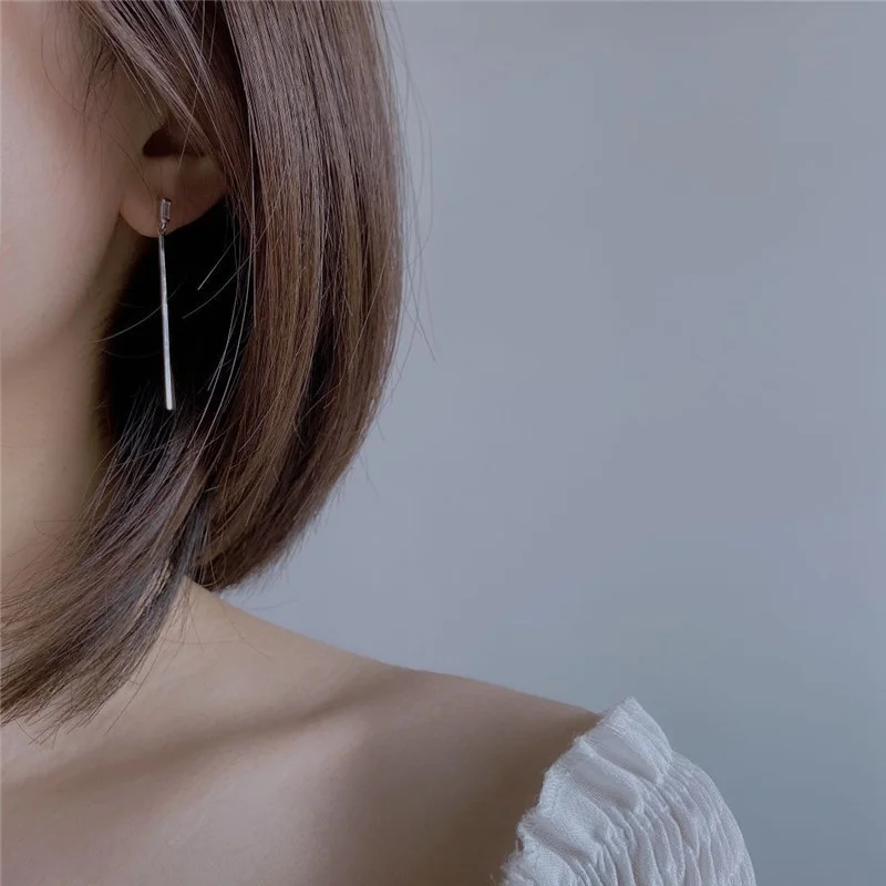 Серьги-гвоздики Litaiyuan Secretary Kim Same Sle с одним словом длинные серьги-гвоздики из