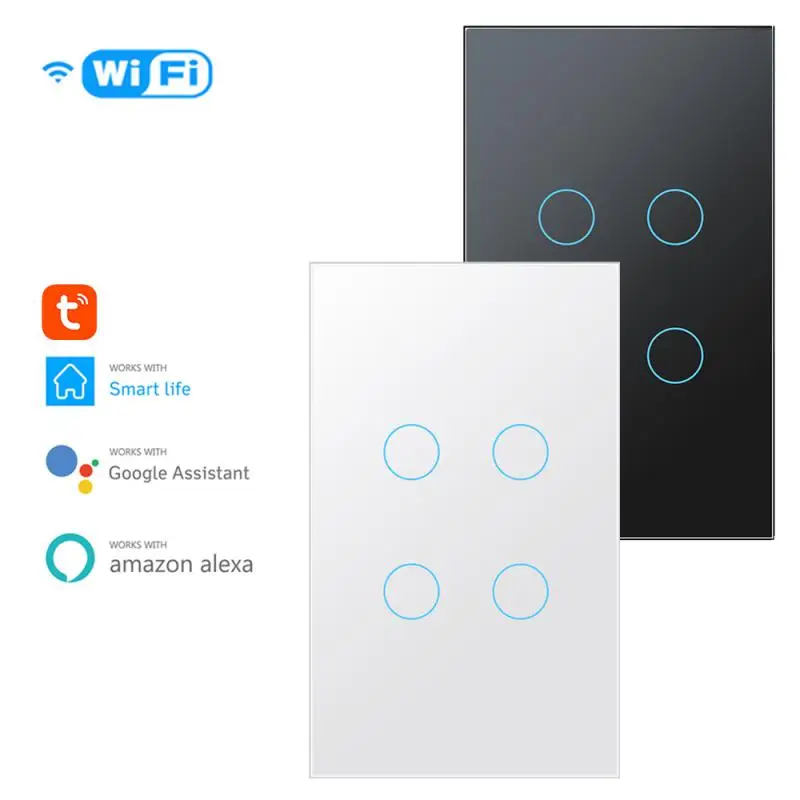

1/2/3/4gang TUYA WiF Smart Touch Switch EU US Home Light Wall Button Smart Life Control For Alexa And Google Home Assistant