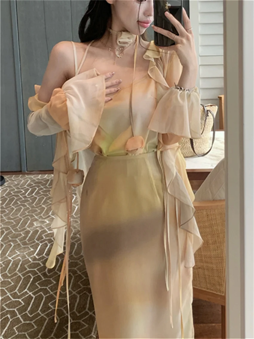 Женские шикарные пикантные костюмы PLAMTEE S-M с оборками Осенние мягкие