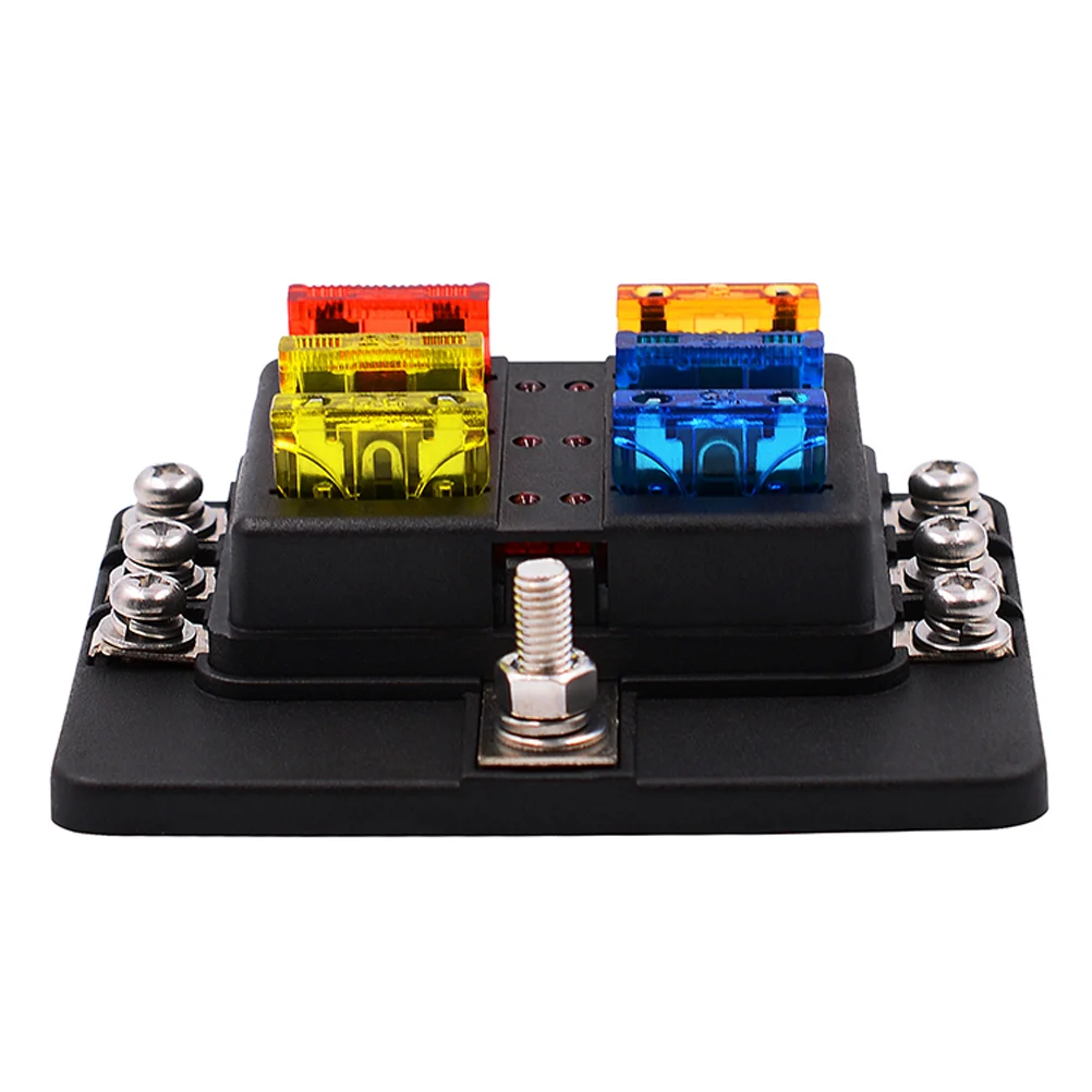 

1pc Car Fuse Box Holder 1 into 8 out Screw Nut Terminal 12-36V Screw Wiring Terminal Fuse Block Holder Fuse Box