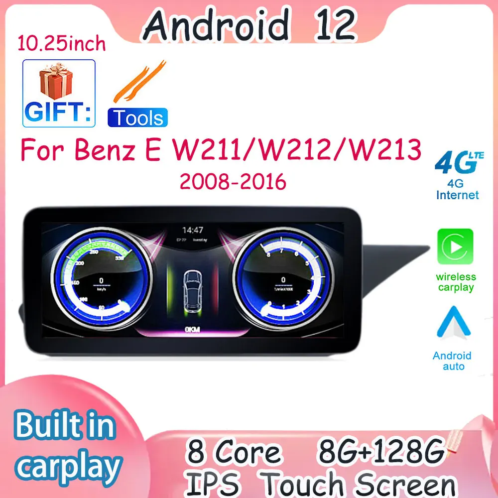 

10.25 Inch Android12 For Benz W211 W212 W213 2009-2016 RHD Carplay Auto Car Radio WIFI 4G GPS Multimedia Player Audio Monitor