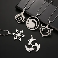 game genshin impact metal necklace anime cosplay stainless steel badge gift