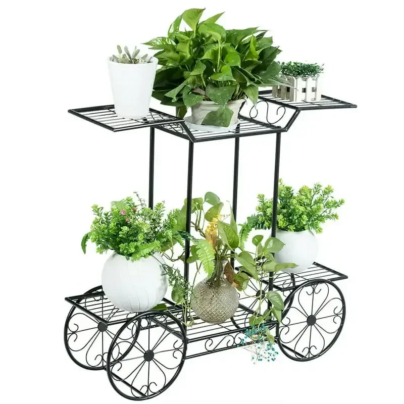 

6-Tier Stand Flower Rack Garden Cart Display Decor Flower Pot Plant Holder