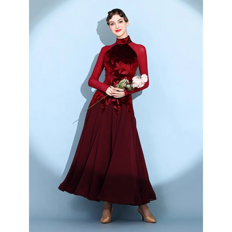 Платье для современных танцев с бархатным принтом модель 2124 года стандартное