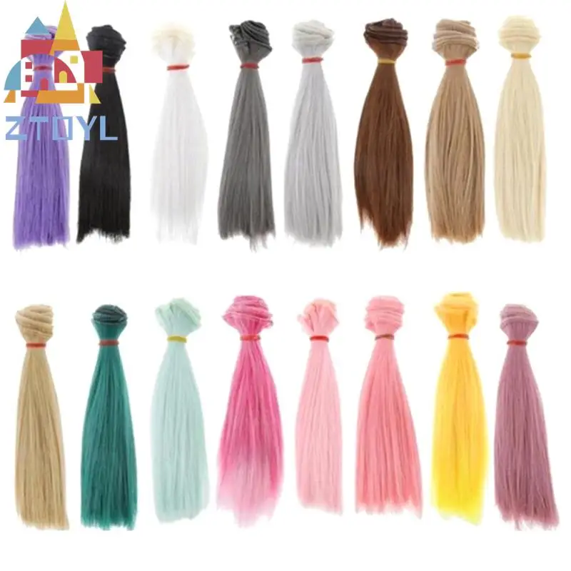 1pcs short straight wig hair for 1/3 1/4 BJD diy hair refires 15cm*100CM black gold brown khaki white grey color