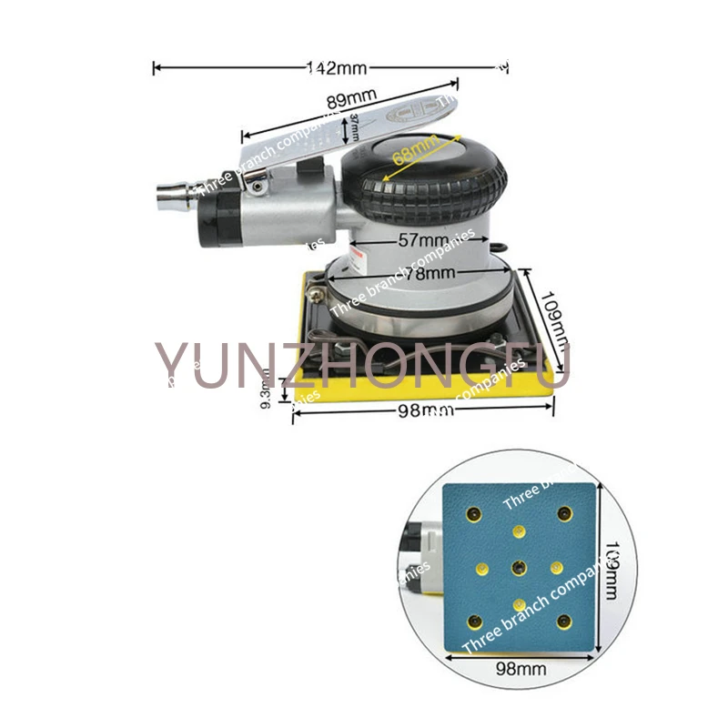 Прямоугольная произвольная орбитальная пневматическая шлифовальная машина 100*110