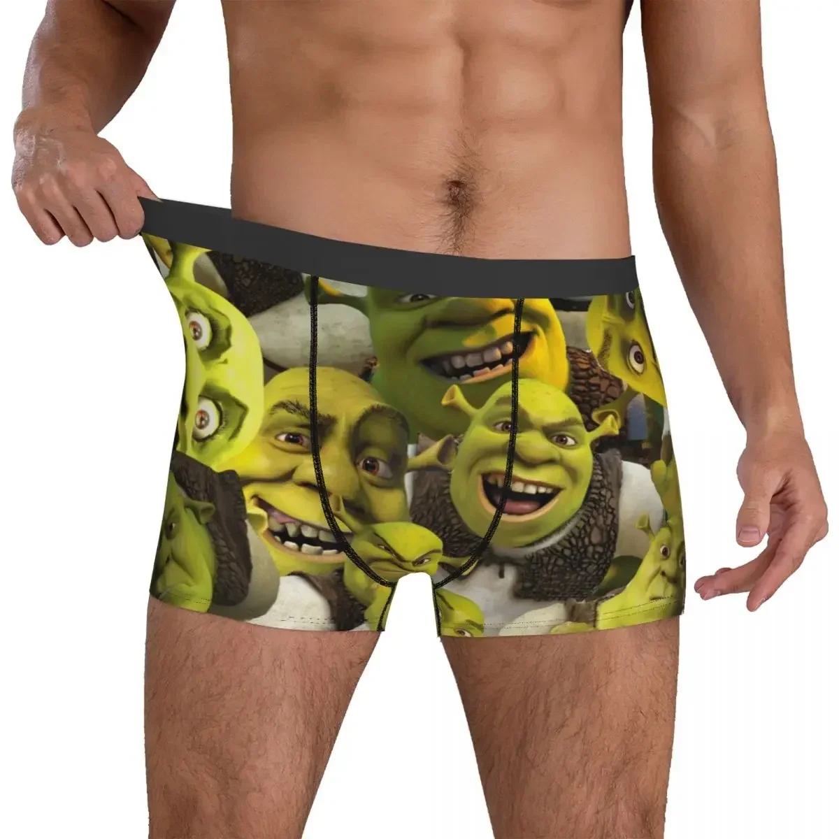 Boxer Underpants Shorts Shrek Collage Panties Men's Breathable Underwear for Homme Man Boyfriend Gifts