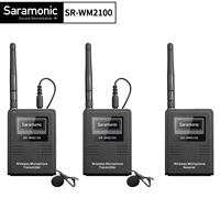 saramonic sr wm2100 camera mountable 2 4ghz dual wireless lavalier microphone system for dslr mirrorless video cameras interview