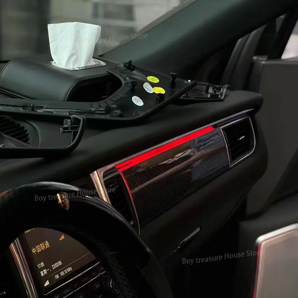 Фотообои для Porsche Macan 2014-2017 освещенная панель из углеродного волокна приборная