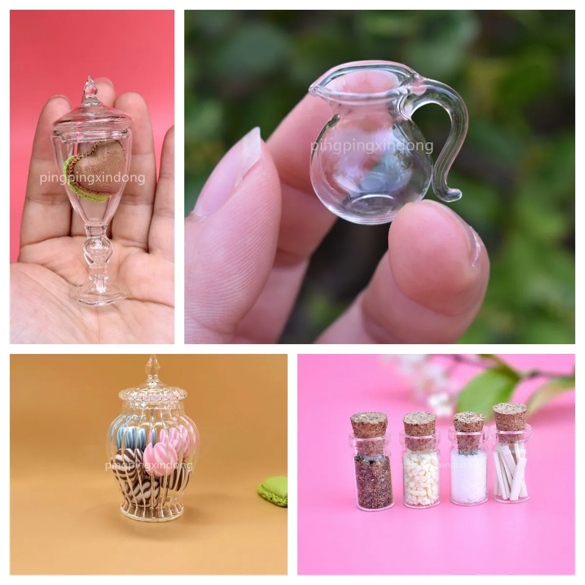 

DollHouse Glass Accessories Mini Food and Play Scene Pocket Glass Decoration DIY Miniature Tea Pot Model