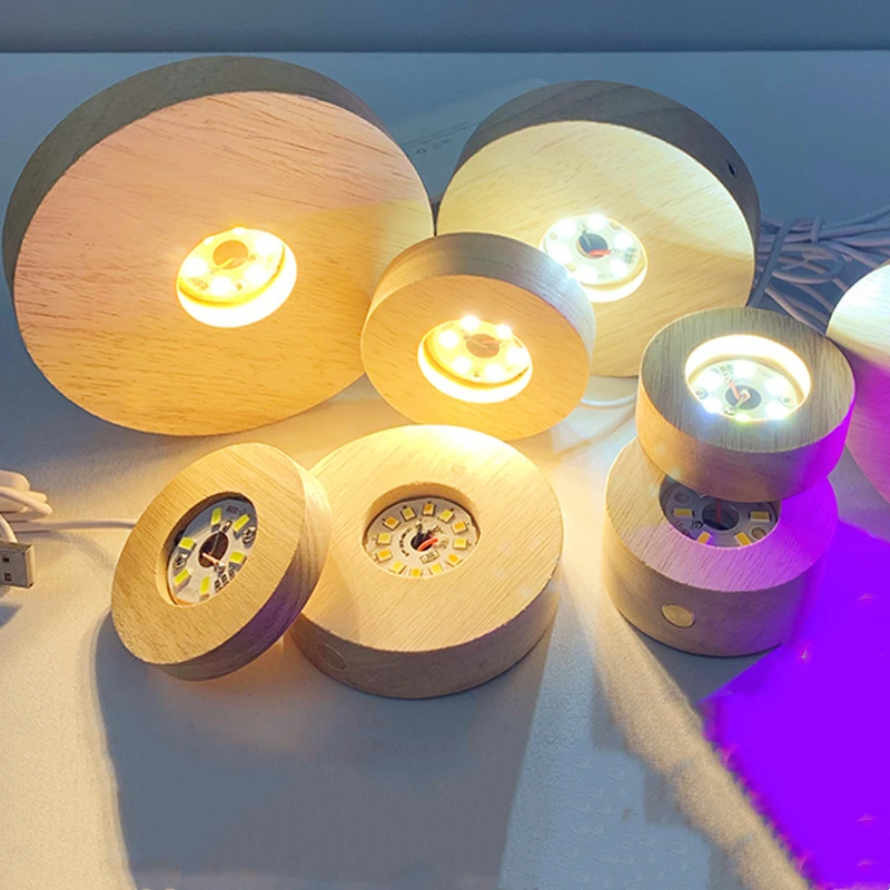 

Round USB Wood Light Base Solid Beech Wooden LED Light Rotating Display Stand Lamp Holder Lamp Base Art Ornament Light Base