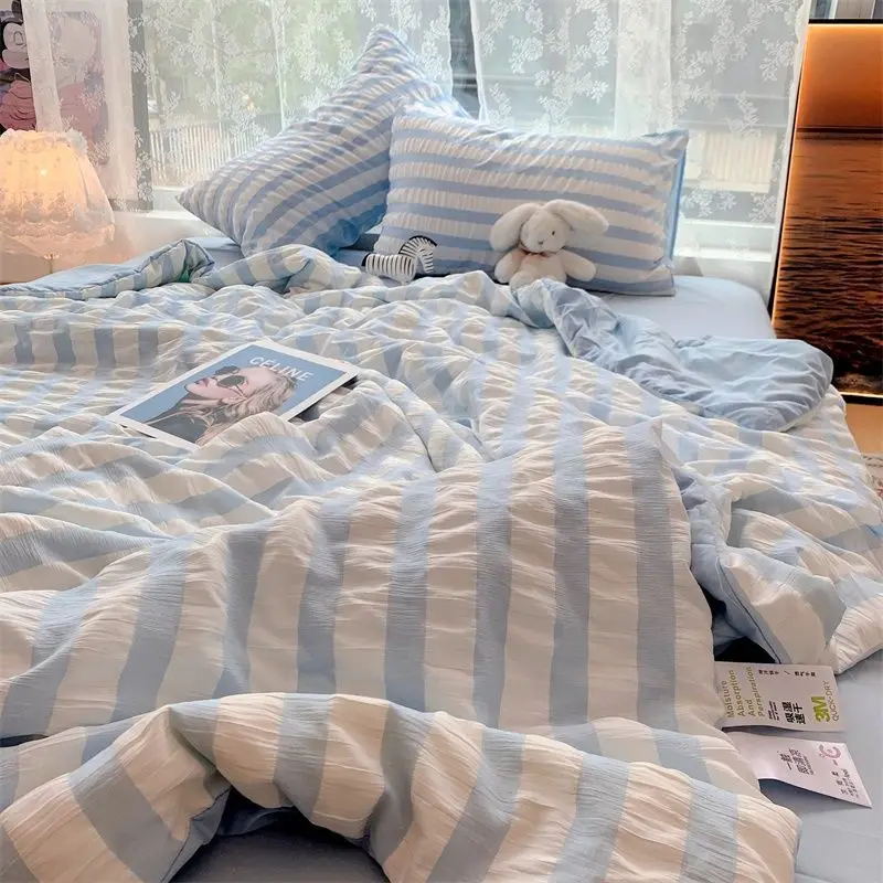 1 шт. летнее тонкое стеганое одеяло Seersucker плиссированное крутое мягкое приятное