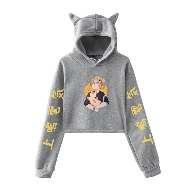 

Cosplay Anime Character Denki Kaminari Cat Ear Women's Cordless Hooded Pullover Creative Streetwear Harajuku Hoodie Printed Swea