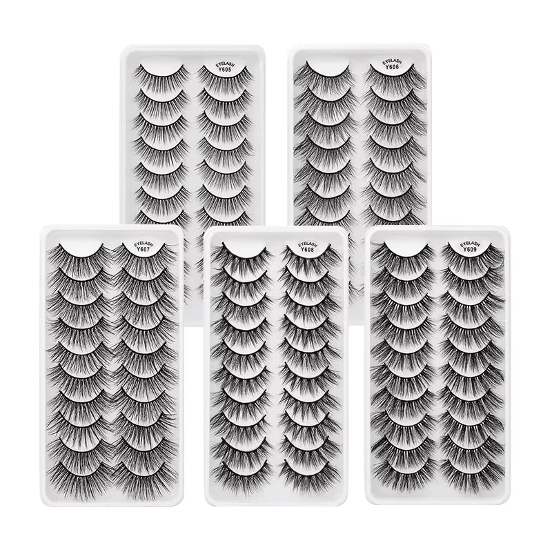 

10/8/5/3Pairs Multipack 3D Mink Lashes False Eyelashes Handmade Wispy Fluffy Fake Lash Natural Eye Makeup Tools Faux Eye Lashes
