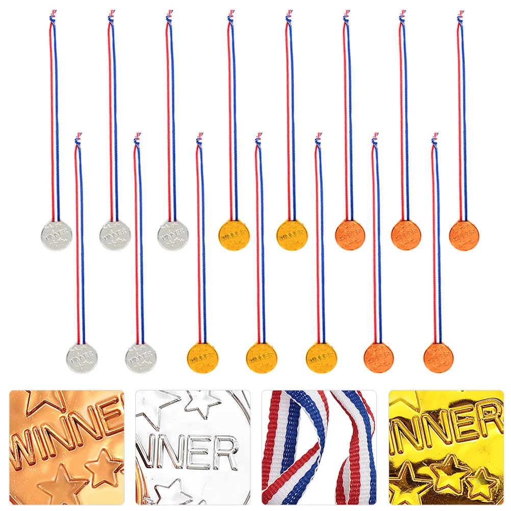 

15pcs Kids Plastic Medals Winner Medals Children Winner Award Medals with Ribbon