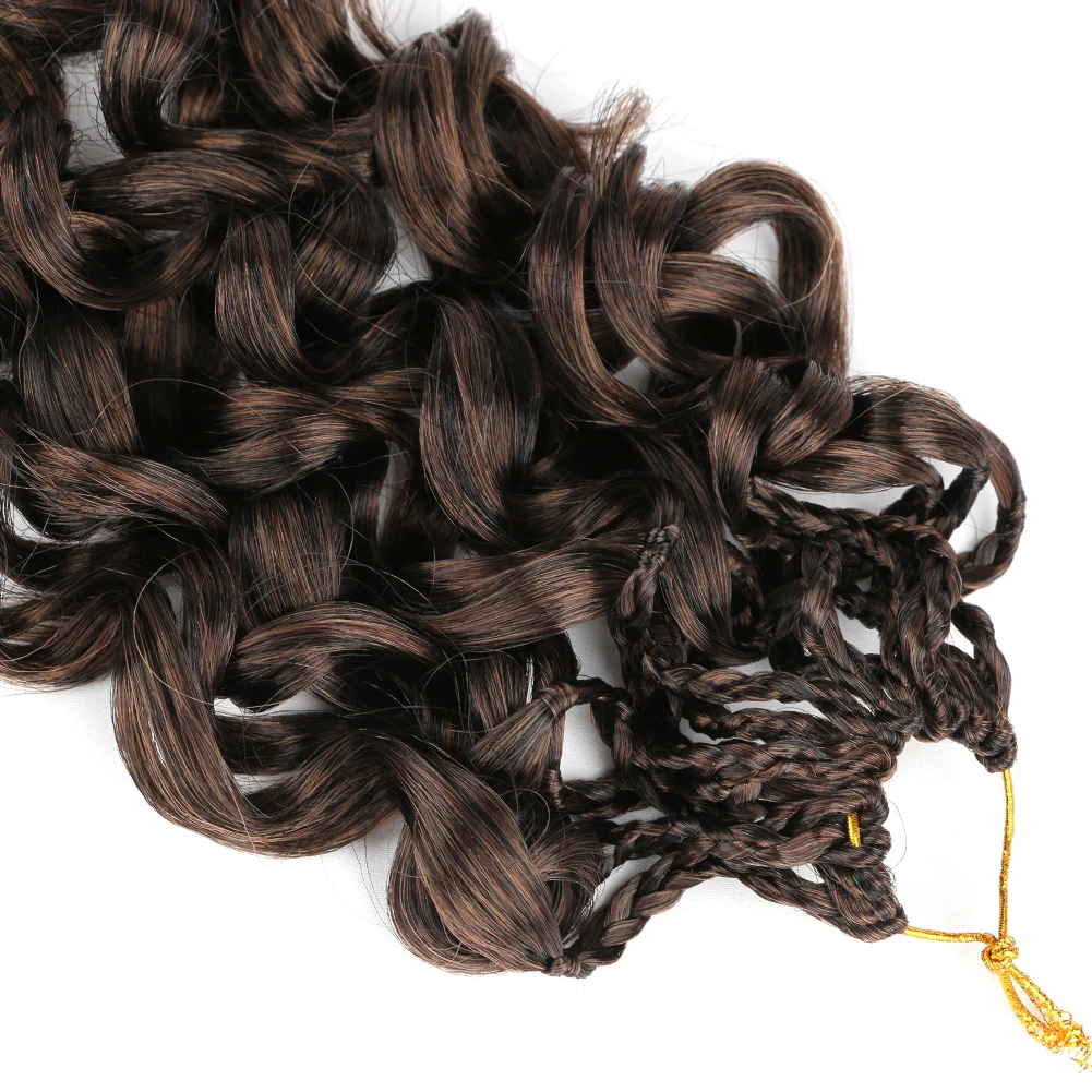 Фото GoGo Curl Вязание крючком Синтетические волосы Афро вьющиеся косички в коробке Волна воды Вязание крючком Косы для волос Глубокое вьющееся плетение №4