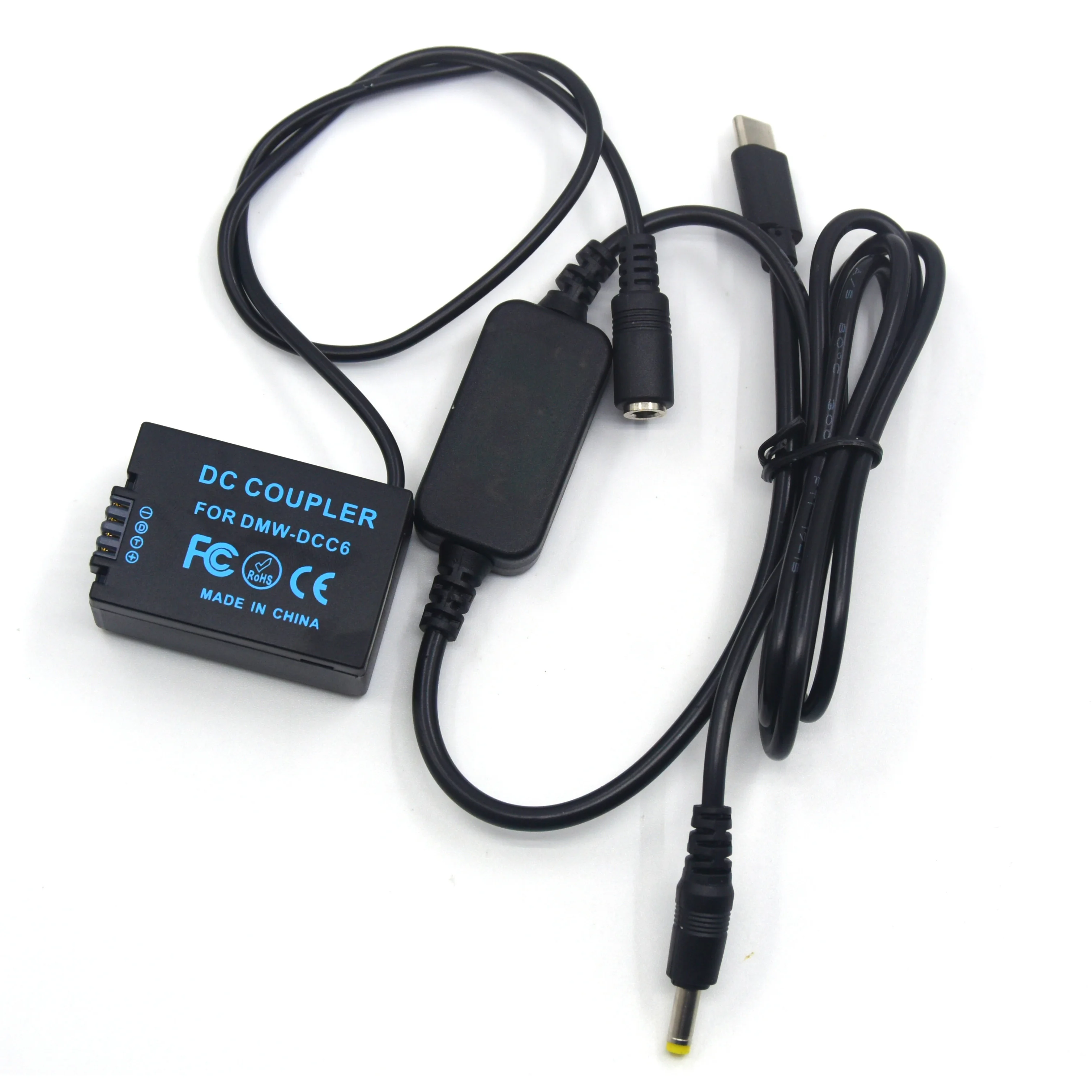 

USB Type C Power Adapter Cable + DMW-BMB9 Dummy Battery DCC6 for Panasonic Lumix DMC-FZ45 FZ47 FZ48 FZ60 FZ70 FZ72 FZ100 FZ15