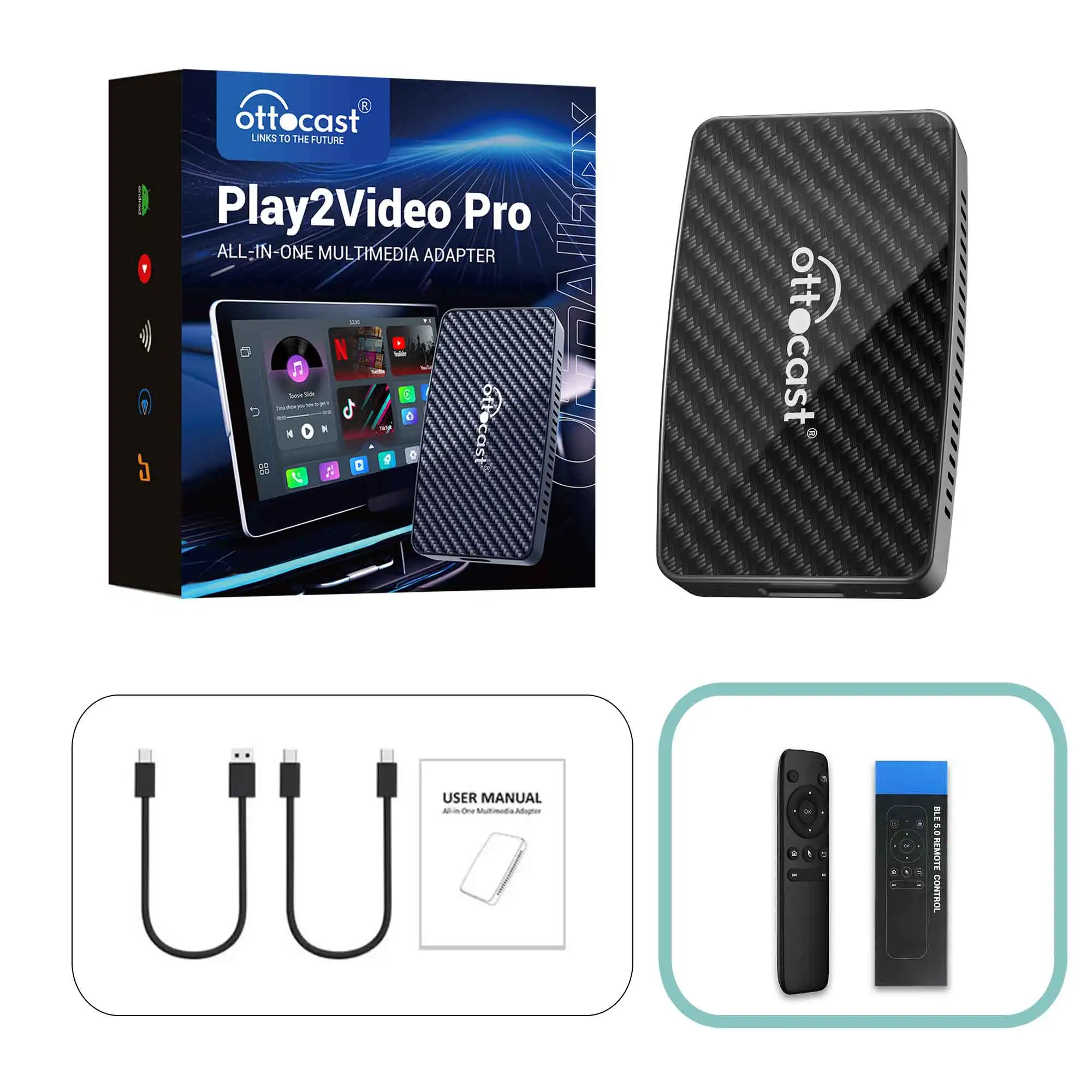 

OTTOCAST Play2Video Pro беспроводной адаптер CarPlay Android Auto автомобильные аксессуары для Youtuber для Toyota RAV4 CRV Ford F150 Tiguan