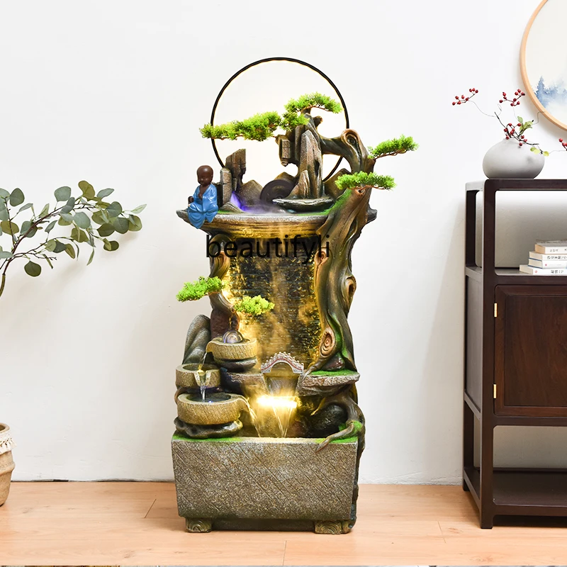 

yj Chinese Style Artificial Mountain and Fountain Landscape Lucky Decoration Indoor Humidifying Water