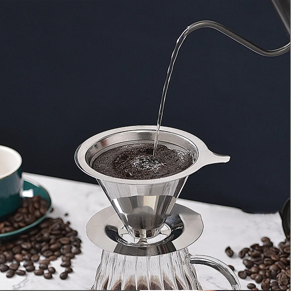 

Фильтр для кофе из нержавеющей стали, многоразовая кофейная капельница, держатель для кофе, конусная воронка, корзина, сетчатый фильтр для дома