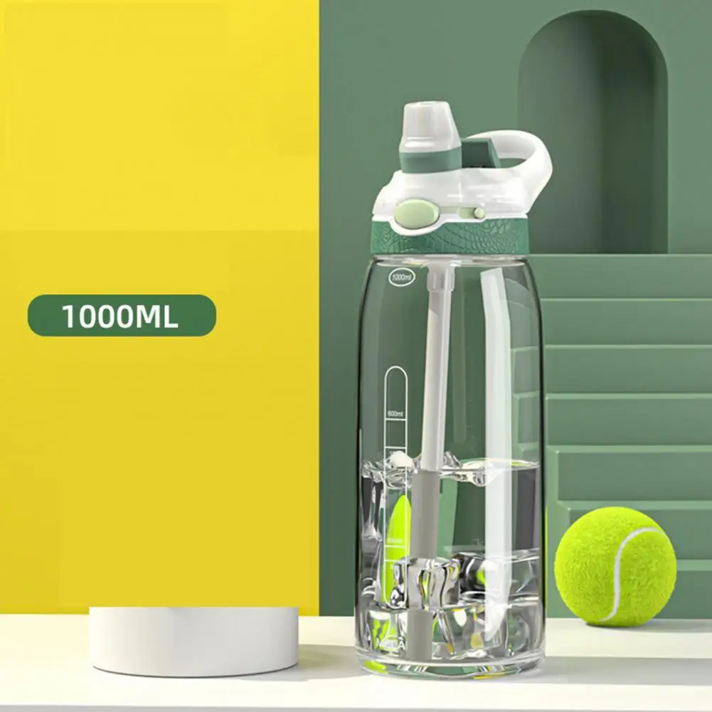 

1000ml Water Bottle Wear-resistant Large Capacity Reusable Sports Water Jug with Straw for Daily Use