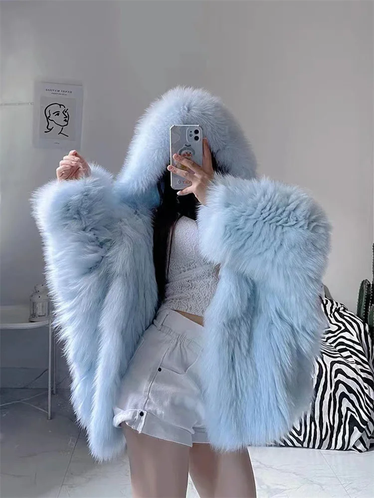 

High Quality Fox Fur Coat Women 2023 Winter New Fashion Temperament Luxury Short Loose Casual Thick Warmth Fur Coat Feminina