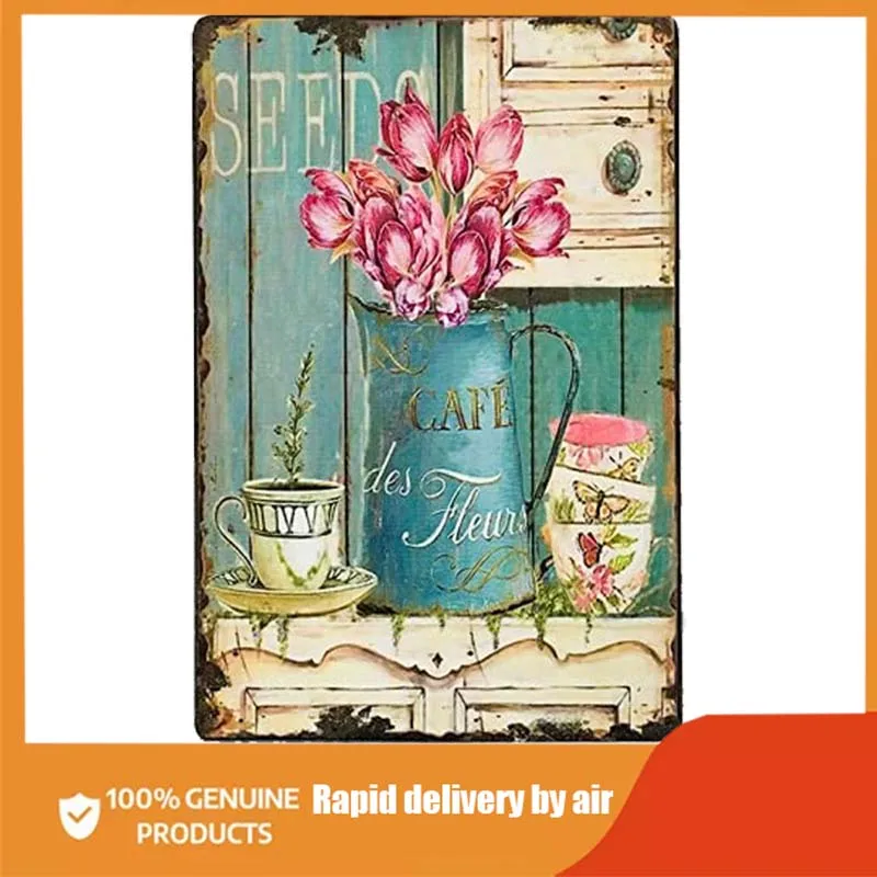 

Flower Tin Sign Retro Flower Plant Metal Tin Sign Shabby Chic Wall Decoration Plaque Garden House Sign wall decor metal