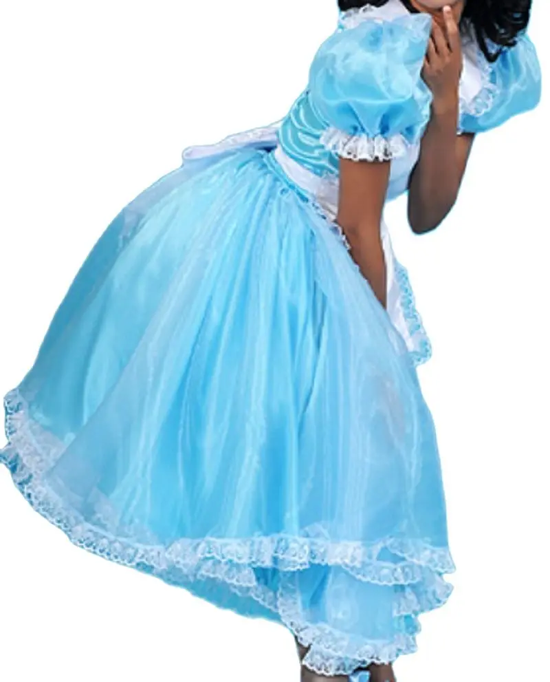 Лидер продаж длинное синее автономное платье из органзы кукольный воротник