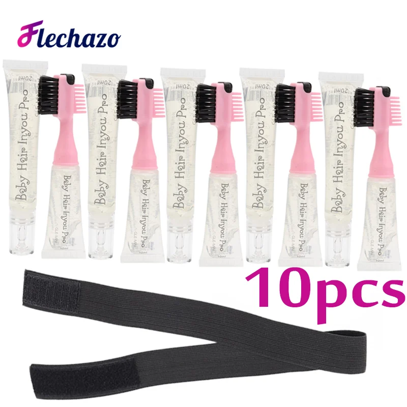 3 In1 Baby Hair Edge Control Brush Gel Con Sostituzione Del Gel E Fascia Elastica Melt Pettine A Doppia Spazzola Laterale Con Gel Per Il Controllo Dei