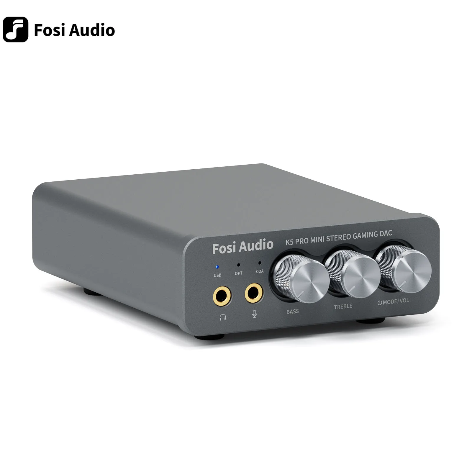 

Fosi Audio K5 PRO USB Gaming DAC With Microphone Headphone Amplifier Mini Audio DAC For PS5 Desktop Powered Active Speakers CB