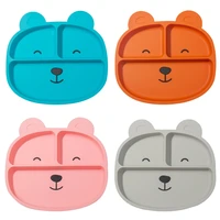 1 pc childrens dishes silicone suction plates cute bear non slip baby food feeding bowl tableware infant dinnerware gift