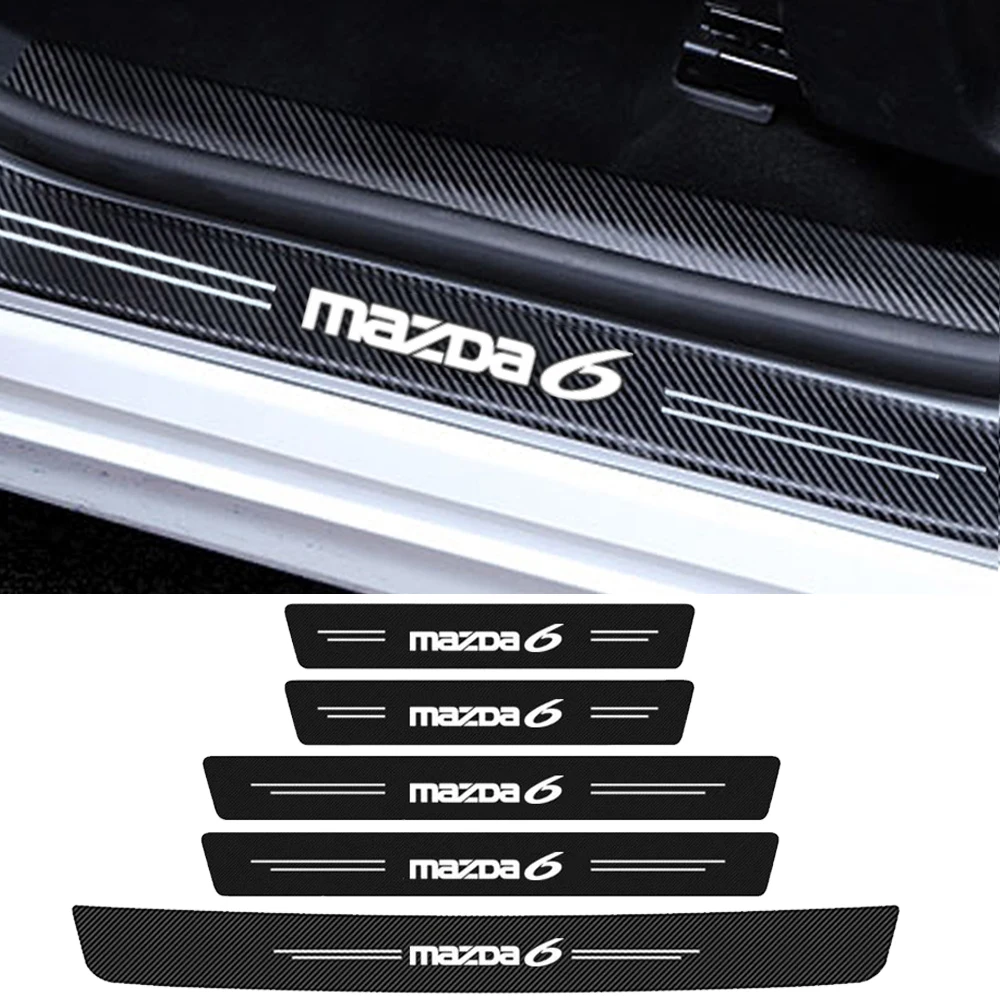 

Car Door Threshold Sill Protector Sticker Rear Trunk Bumper Decals for Mazda 6 Mazda6 M6 Logo 2021 2020 2019 2018 2017 2016 2015