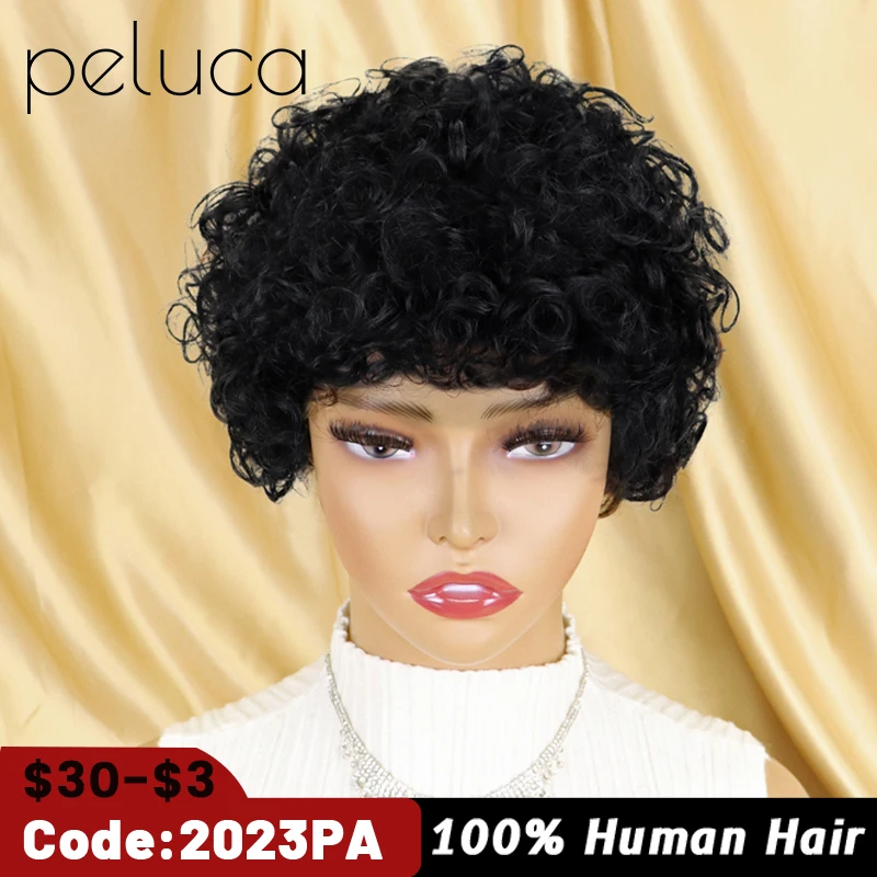

Pixie Cut Wig Human Hair Short Curly Human Hair Wigs For Black Women Cheap Human Hair Wig Full Machine Glueless Afro Curly Wig