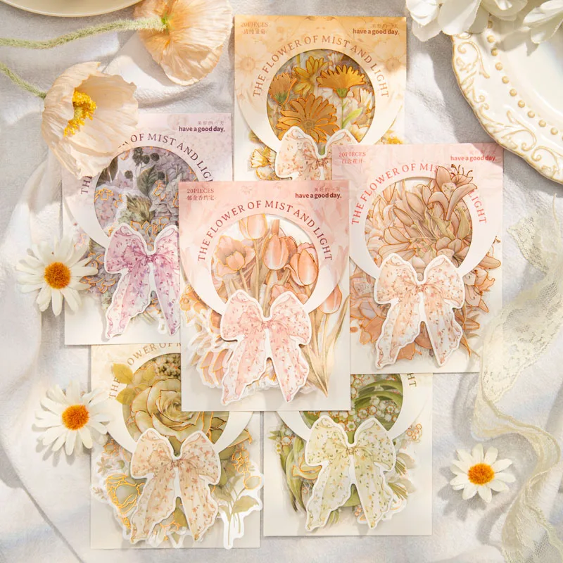 

20Pcs Sticker Packing Mist Light Flowers Daisy Warm Flowers Materials Rose Pure Supplies Decorative Scrapbooking 147*90mm