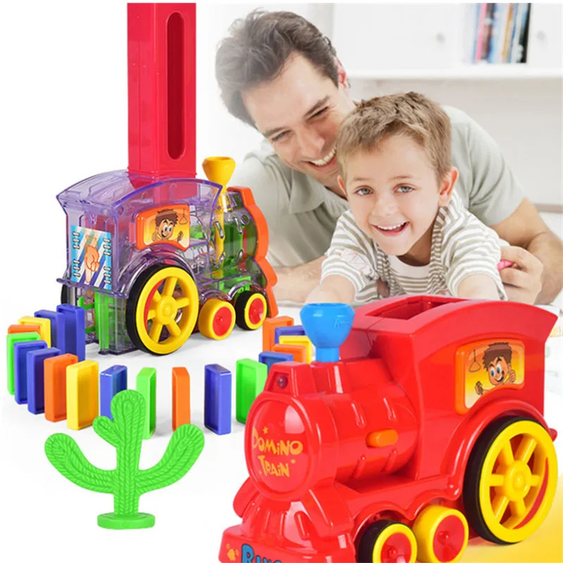 Набор игрушек Domino Train Toy Set Rally Electric Model Colorful Game Building Blocks Car Truck Vehicle Stacking Kids Gift