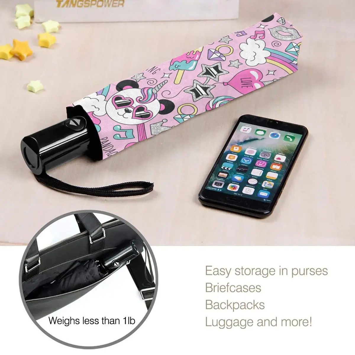 Автоматический зонт от дождя Женский трехскладной милый ветрозащитный в виде