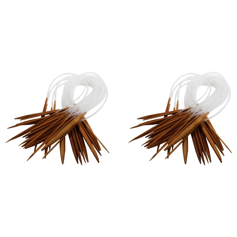 36 пар 16 дюймов (40 см) Набор круглых карбонизированных игл из бамбука (2 0-10 0 мм)