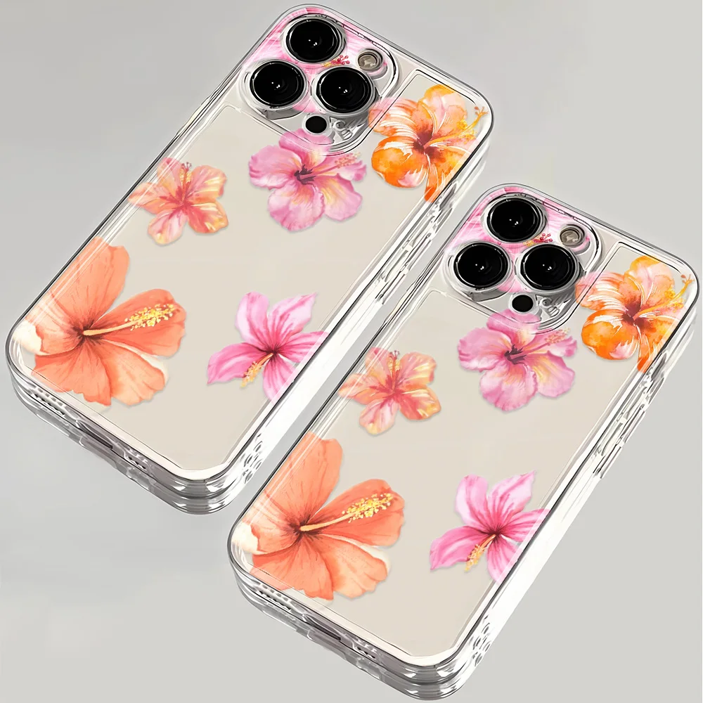 Фото Чехол из ТПУ с розовым персиковым цветком Claer для iPhone 16 16E 15 14 Plus 11 12 13 Mini Pro Max SE2 X XR XS Max 7 8 Plus SE 2020 Cover №5