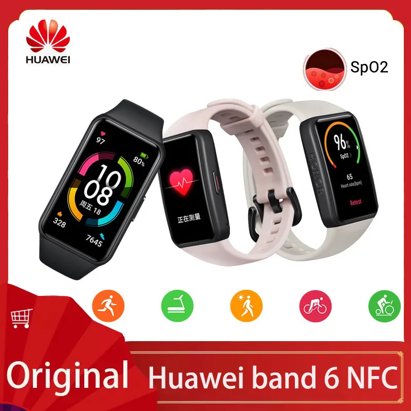 

Оригинальный Смарт-браслет Honor Band 6, умный браслет с AMOLED экраном для плавания, Водонепроницаемый Фитнес-браслет с Bluetooth, монитором сна, пульсо...