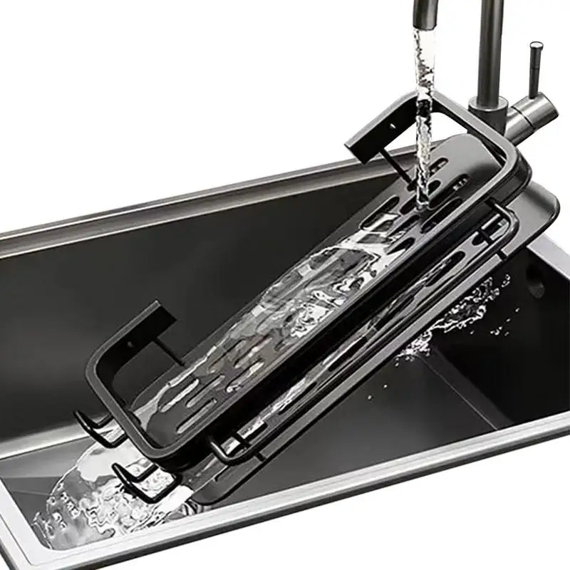 

Over Sink Drying Rack Dish Drainer Kitchen Sponge Holder Dish Drainer Space Saver Self-Adhesive Sink Organizers For Kitchen