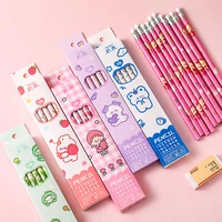 cartoon 10pcsset pencils students hb sketch items drawing stationery writing painting exam hb pencils school office supplies