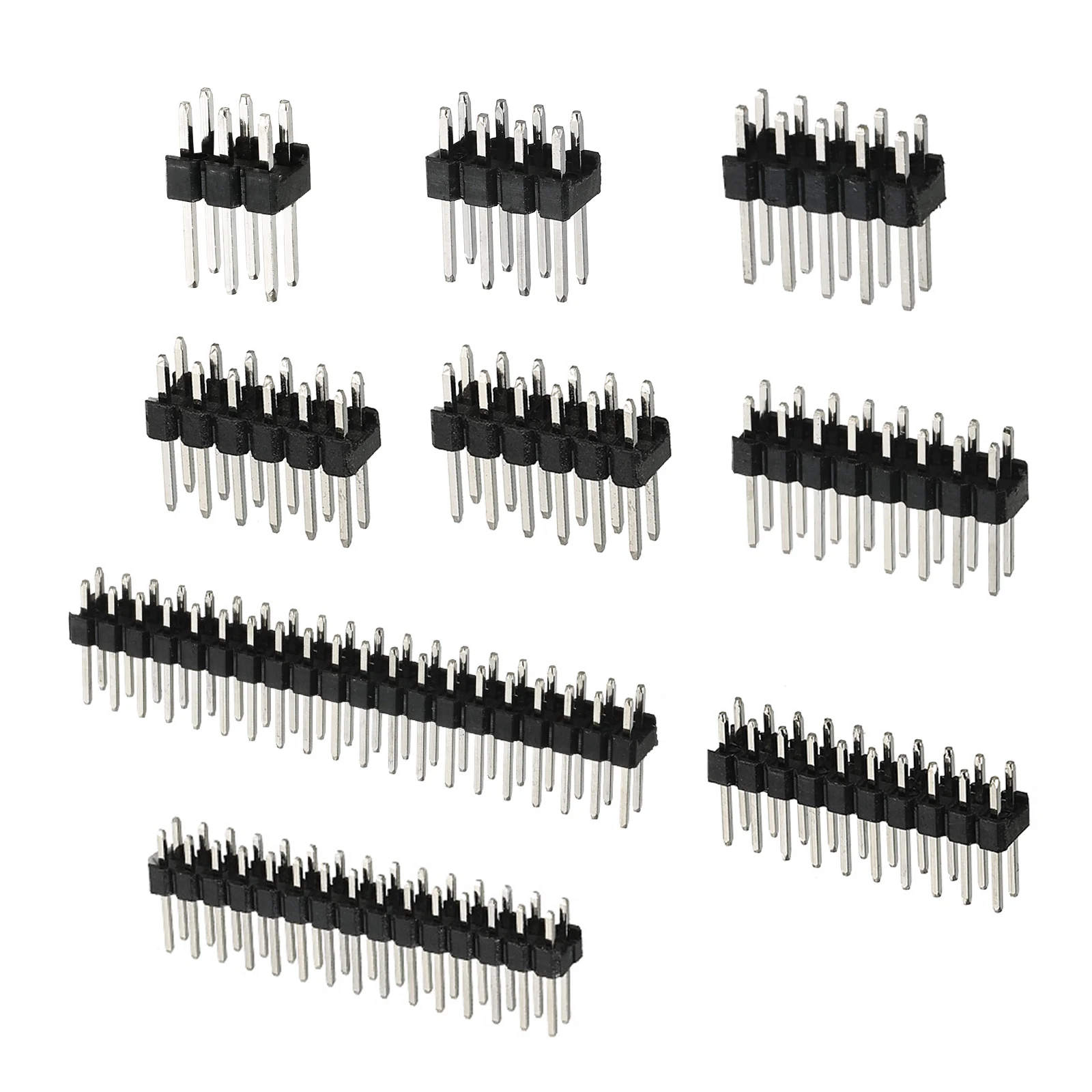 

UXCELL 20Pcs 2.54mm Pin Header DIP Double Row PCB Board Pin Header Connector Strip Straight Pinheader 3/4/5/6/7/8/10/15/20Pin