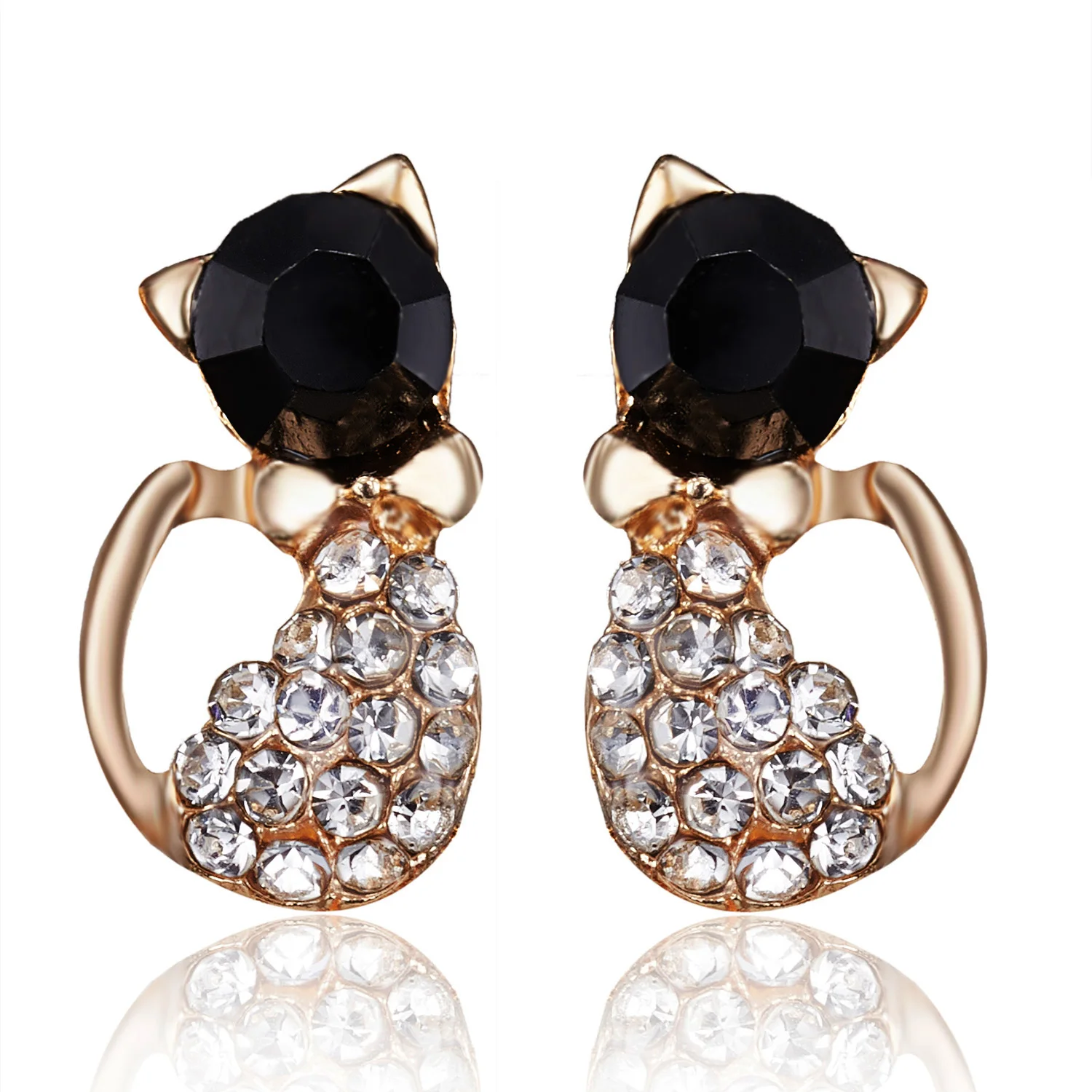 

Shiny Crystal Kitten Stud Earring For Women Girls Stainless Steel Cat Earring Fashion Jewelry Zircon Rhinestone Accessories Gift