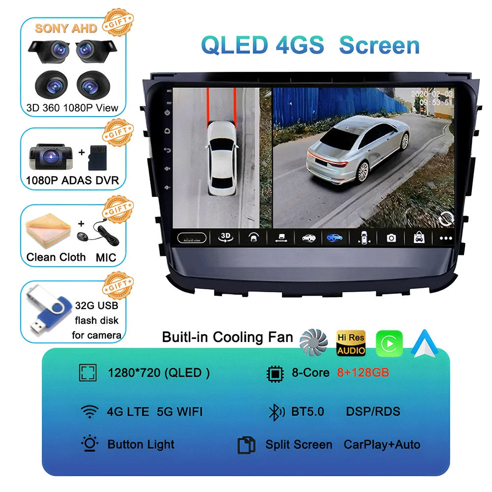 

Android15 Carplay Auto для Ssangyong Rexton Musso 2018 2019, мультимедийная навигация, автомобильный радиоплеер, головное устройство, GPS, WIFI + 4G стерео